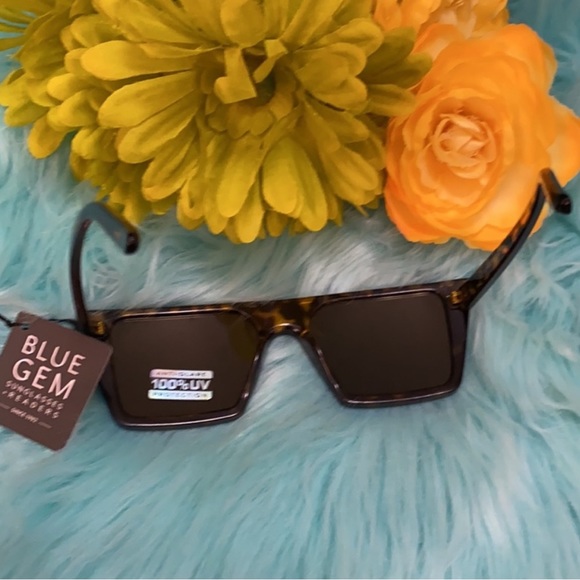 Yellow Lens Animal Print Square Frame Sunglasses By Blue Gem NEW! - Picture 3 of 4